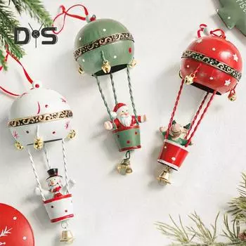 Рождественский кулон, железный воздушный шар, украшение с колокольчиком, фигурка Санта-Клауса, подвесные украшения в виде воздушного шара для рождественской елки, стола, камина красный