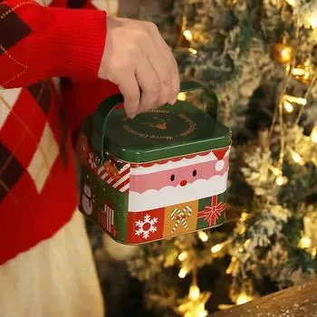 Рождественский квадратный набор металлических консервных банок, коробка для конфет, коробка для хранения подарков, банка для печенья, железная банка, домашняя коробка для хранения