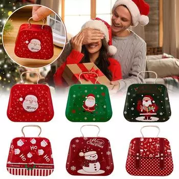 Рождественский квадратный набор металлических консервных банок, коробка для конфет, подарок на Новый год, железная коробка для хранения B S4T2 B-1pcs