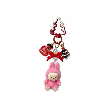 Рождественский Лабубу Каваий Частицы Брелок Сумка Шарм для Мобильного Телефона Брелок Рождественский Подарок Милый Плюшевый Шарм