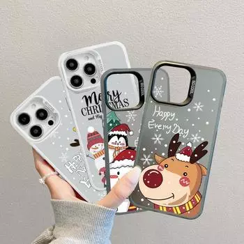 Рождественский лазерный чехол для телефона с астронавтом для iPhone 15 14 Pro Max 13 12 11 Samsung S23 S22 Ultra A54 A53 Противоударный задний чехол с рисунком оленя и Санта-Клауса iPhone 15