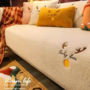 Рождественский лось с вышивкой, плюшевые диванные подушки, угловой нескользящий диван, спинка, подлокотник, полотенце, чехол на сиденье, классическая линия, украшение, кресло, подушка, коврик 45cm pillowcase 1 pcs