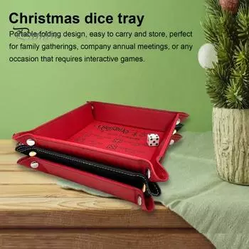 Рождественский лоток для игр с обменом подарками, портативный складной держатель для игральных костей, набор лотков из искусственной кожи, аксессуары для хранения игральных костей красный