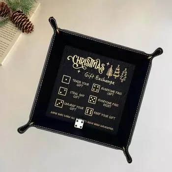 Рождественский лоток для игральных костей для обмена подарками, портативный складной держатель для игральных костей, искусственная кожа, вращающийся красный