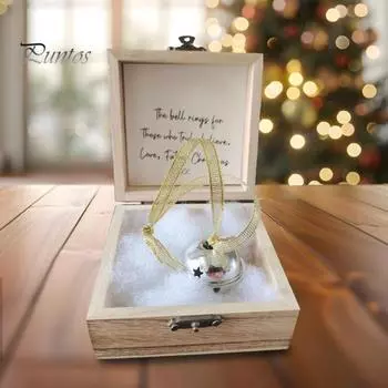 Рождественский магический колокольчик веры, винтажный железный колокольчик, украшение, рождественский сувенир, колокольчик в деревянной коробке для украшения домашних вечеринок на елке B золотистый