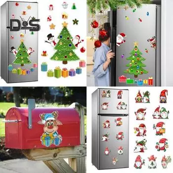 Рождественский магнит на холодильник Санта Клаус Снеговик Гном Лось Веселое Рождество Гаражные ворота Кухня Магнит на холодильник Праздничное украшение для вечеринки D