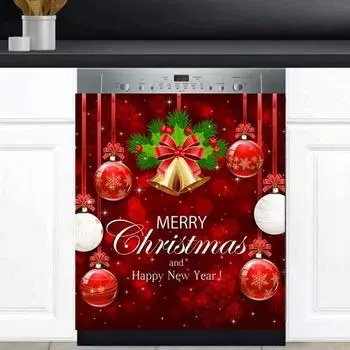 Рождественский магнитный чехол для посудомоечной машины из водонепроницаемого ПВХ Merry Xmas Санта-Снеговик для посудомоечной машины A