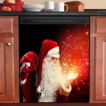Рождественский магнитный чехол для посудомоечной машины, водонепроницаемый ПВХ, Веселый Рождество, Санта, снеговик, магнитная наклейка на переднюю дверцу посудомоечной машины, наклейка на панель B