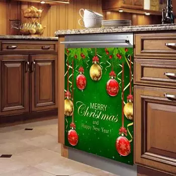 Рождественский магнитный чехол для посудомоечной машины, водонепроницаемый ПВХ, Веселый Рождество, Санта, снеговик, магнитная наклейка на переднюю дверцу посудомоечной машины, наклейка на панель B