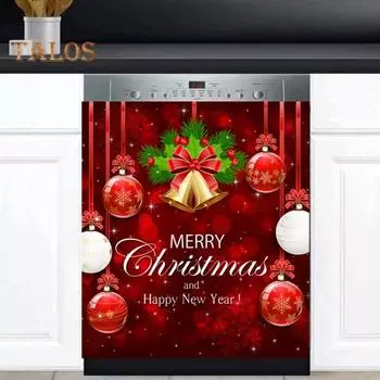 Рождественский магнитный чехол для посудомоечной машины, водонепроницаемый ПВХ, Веселый Рождество, Санта, снеговик, магнитная наклейка на переднюю дверцу посудомоечной машины, наклейка на панель A