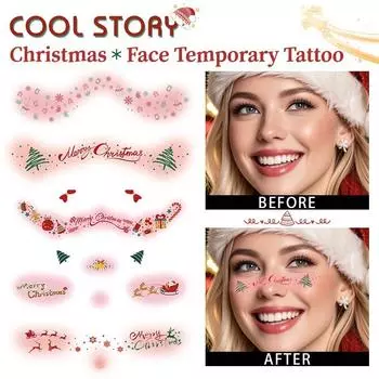 Рождественский макияж Татуировка Веснушки Бронзирование Вечеринка Лицо Атмосфера Румяна Точечный макияж Набор из 5 предметов A