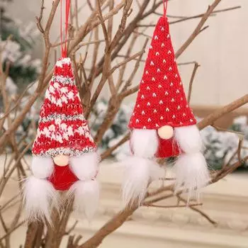 Рождественский маленький тканевый кулон безликий человек гном Санта-Клаус кулон маленький подарок White dot