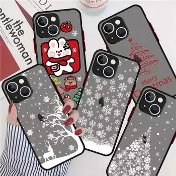 Рождественский матовый чехол для Apple iPhone 14 11 13 7 12 Pro 7 XR XS Max 8 6s SE 2022 мягкий чехол для телефона iPhone 14