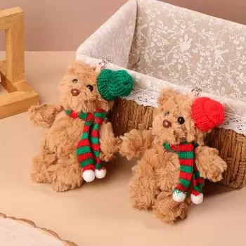 Рождественский медведь плюшевая игрушка мультяшный медведь плюшевый брелок для ключей с изображением животных милый рюкзак подвеска украшение рождественские подарки A2