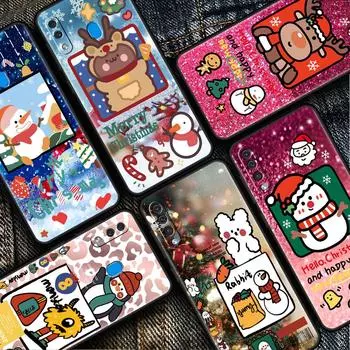 Рождественский милый чехол для телефона с изображением саней лося для Samsung Galaxy A50 A20e A20s A02s A03 A70 A52 A51 A30 A10 M52 M31 S7 черный чехол Fundas Samsung S7