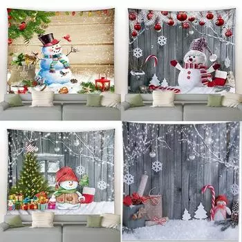 Рождественский милый снеговик гобелен спальня гостиная домашний рождественский декор гобелен 100x75cm