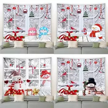 Рождественский милый снеговик гобелен спальня гостиная домашний рождественский декор гобелен 100x75cm