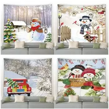 Рождественский милый снеговик рождественская елка гобелен спальня гостиная домашнее рождественское украшение 100x75cm