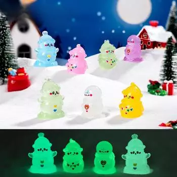 Рождественский милый светящийся в темноте снеговик украшение своими руками микропейзаж снежное украшение аксессуары смоляное украшение Luminous Snowman 10pcs