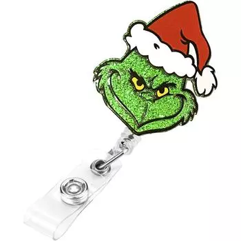 Рождественский милый значок катушка выдвижной блестящий Санта держатель для бейджа для учителя и ученика One Size