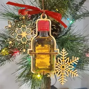 Рождественский мини-держатель для винных бутылок, прочная деревянная рождественская елка, подвесная стойка для маленьких пивных бутылок, домашний офис, кухня, бар, украшение