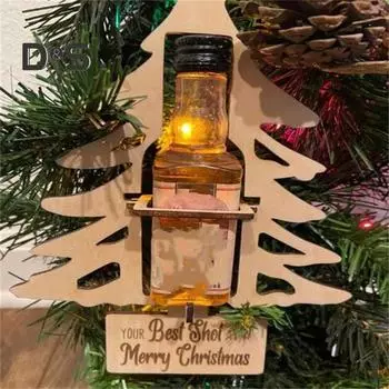 Рождественский мини-держатель для винных бутылок, прочная деревянная рождественская елка, подвесная стойка для маленьких пивных бутылок, домашний офис, кухня, бар, украшение C