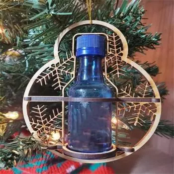 Рождественский мини-держатель для винных бутылок, прочный, деревянный, подвесной, для рождественской елки, маленький