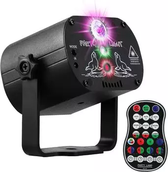 Рождественский мини-диско-светильник RGB DJ LED Laser Stage Projector Красный Синий Зеленый Уличный светильник USB перезаряжаемый Свадьба День Рождения Вечеринка USB Powered