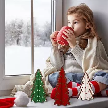 Рождественский многоярусный поднос, рождественская елка, деревенский фермерский дом, деревянные знаки, украшения для кухни, домашний стол, праздничные принадлежности, поднос в комплект не входит(3шт) One Size