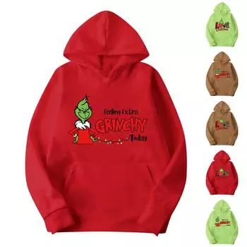 Рождественский модный принт, свободный мужской и женский свитер с капюшоном и длинными рукавами XXL зелёный