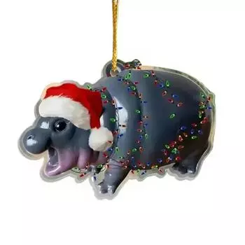 Рождественский MooDeng смоляной сердитый бегемот акриловый рождественский мультяшный декоративный кулон на елку Tr V5H9 Hippo-1pcs