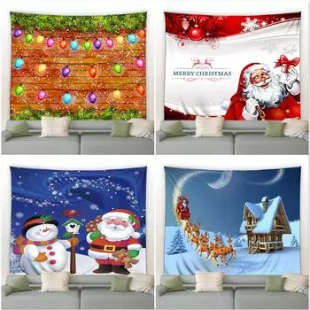 Рождественский мультфильм Бревенчатый дом Снеговик Гобелен Спальня Гостиная Дом Рождественское украшение Гобелен 100x75cm