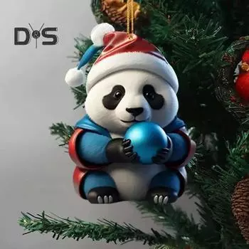Рождественский мультфильм панда украшение елка подвеска акриловые украшения для праздничной елки автомобиль декор 6