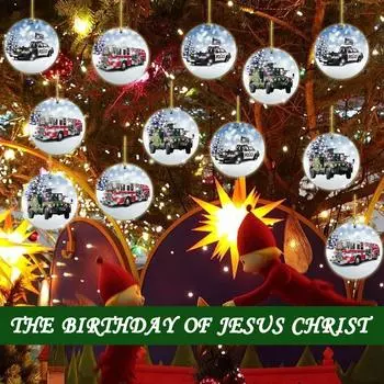 Рождественский мультфильм Полиция Автомобиль Пожарная машина Деревянный кулон Рождественская елка Праздничное украшение