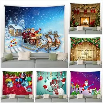 Рождественский мультфильм Санта-Клаус Гобелен Спальня Гостиная Дом Рождественское украшение Гобелен 100x75cm