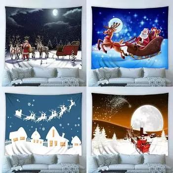 Рождественский мультфильм Санта-Клаус Гобелен Спальня Гостиная Дом Рождественское украшение Гобелен 100x75cm