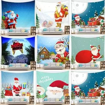 Рождественский мультфильм Санта-Клаус Гобелен Спальня Гостиная Домашнее Рождественское Украшение 100x75cm