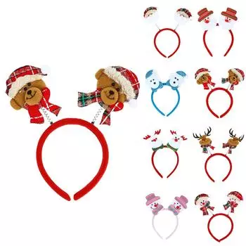 Рождественский мультипликационный светящийся ободок с оленьими рогами, рождественские украшения для ободок, подарки для вечеринок, заколки для волос с ободок One Size