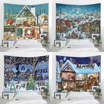 Рождественский мультяшный фон, украшение, гобелен, богемный настенный декор, гобелен, Рождественский домашний фон 100x75cm