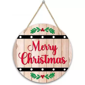 Рождественский мультяшный номер дома, Счастливого Рождества, Стиль украшения крючка на входной двери, Деревянная подвесная дверь One Size