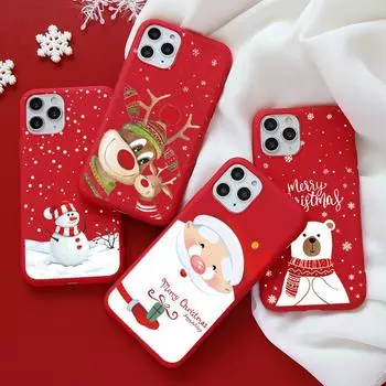 Рождественский мультяшный новогодний подарок, мягкий чехол из ТПУ для телефона Iphone Se3 2022 Se2 8 7 14 13 12 11 Pro Xs Max Mini X Xr 6 6s Plus Coque For iPhone 6 6S