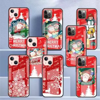 Рождественский мультяшный снеговик стеклянный чехол для Apple iPhone 14 13 11 12 Pro 7 XR X XS Max 8 6 6s Plus SE 2022 закаленный телефон Tampa iPhone 7Plus(8 Plus)