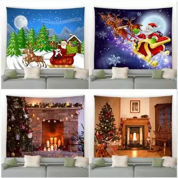 Рождественский мультяшный стиль Гобелен Спальня Гостиная Дом Рождественский декор Гобелен 100x75cm