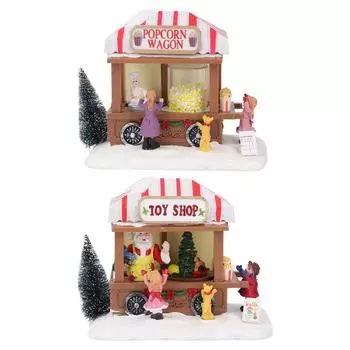 Рождественский музыкальный домик, светящийся автомобиль-ресторан, музыкальная шкатулка, настольное декоративное украшение, настольный декор Popcorn