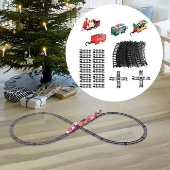 Рождественский набор электропоездов с игрушками вокруг елки, декором, грузовыми вагонами и 10 путями