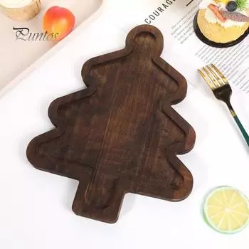 Рождественский набор деревянных тарелок для ужина, праздничные деревянные подносы для рождественских закусок, сыра, фруктов, праздничный поднос для еды, подарок для семьи, друзей, учителей Christmas Tree
