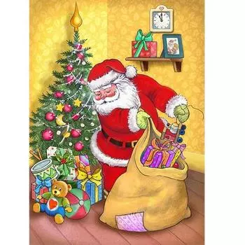 Рождественский набор для алмазной живописи для взрослых, Санта-мультфильм 5D алмазная живопись, вышивка стразами, полное алмазное искусство, рождественское украшение для дома 30-40cm белый
