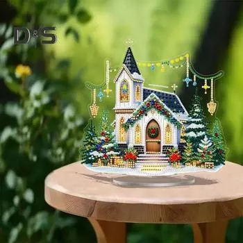 Рождественский набор для самостоятельной росписи стразами в деревенском доме, картина из искусственных бриллиантов, украшение для стола для домашнего декора Sets