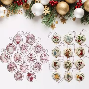 Рождественский набор для вышивания для начинающих, ручная вышивка, рождественские подвесные украшения, праздничный декор, набор для творчества для взрослых и детей белый/красный