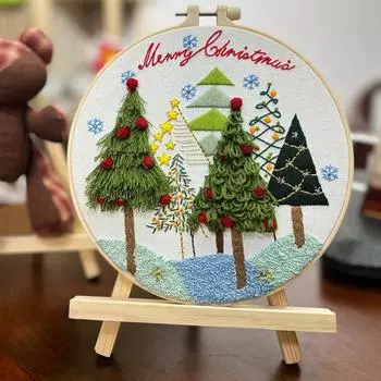 Рождественский набор для вышивания «Лось, снеговик, дерево», набор для вышивки крестом с пяльцами для ниток «сделай сам»